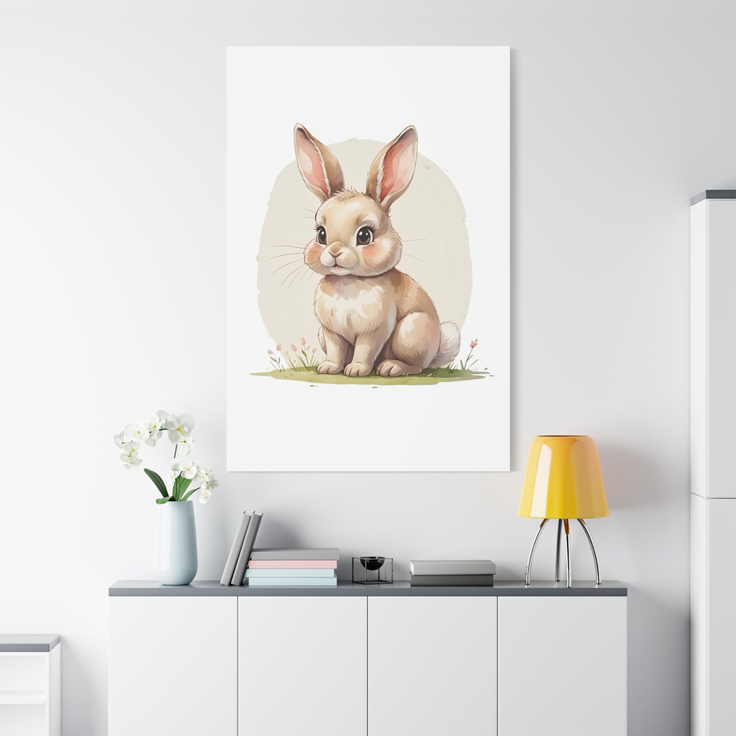 Cute Bunny Canvas Art Print, Nursery Decor, Child's Room Artwork, Animal Wall Art, Easter Decoration, Gift Idea - Free Shipping