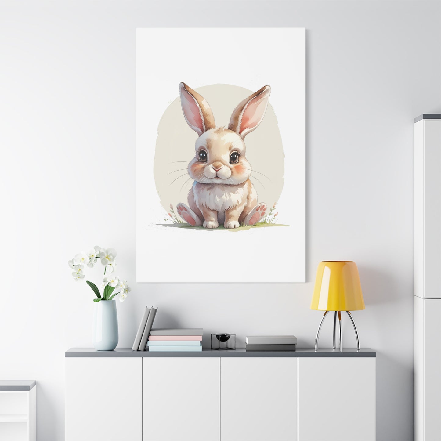 Adorable Bunny Canvas Art Print, Cute Bunny Wall Decor, Nursery or Kids Room, Easter Gift, Animal Lover Gift - Free Shipping