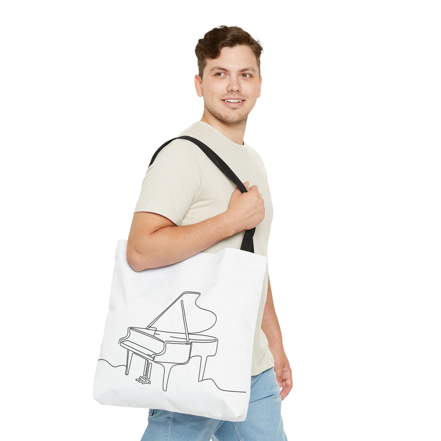 Musical Tote Bag Line Piano Design, Music Lover Gift, Stylish Shopper, Piano Enthusiast Accessory, Unique Musician Bag