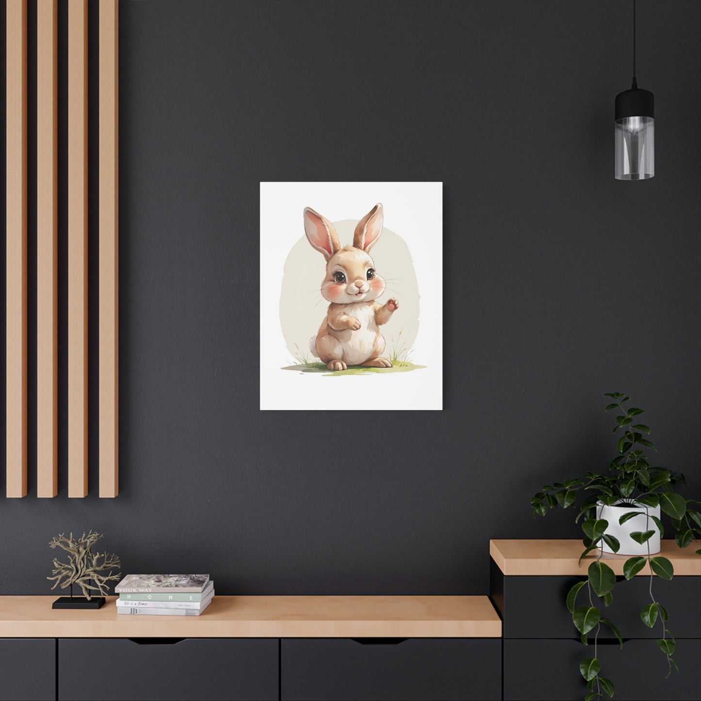 Charming Bunny Canvas Wall Art, Cute Rabbit Home Decor, Nursery Decor, Kids Room Artwork, Easter Decoration, Animal Print - free shipping