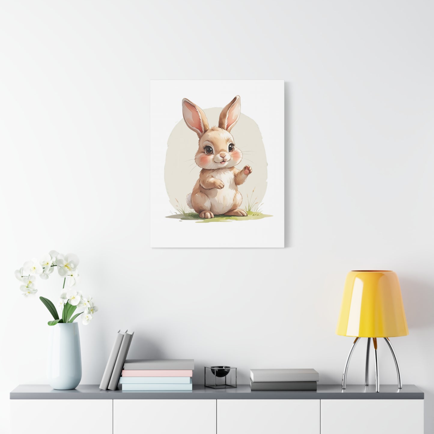 Charming Bunny Canvas Wall Art, Cute Rabbit Home Decor, Nursery Decor, Kids Room Artwork, Easter Decoration, Animal Print - free shipping