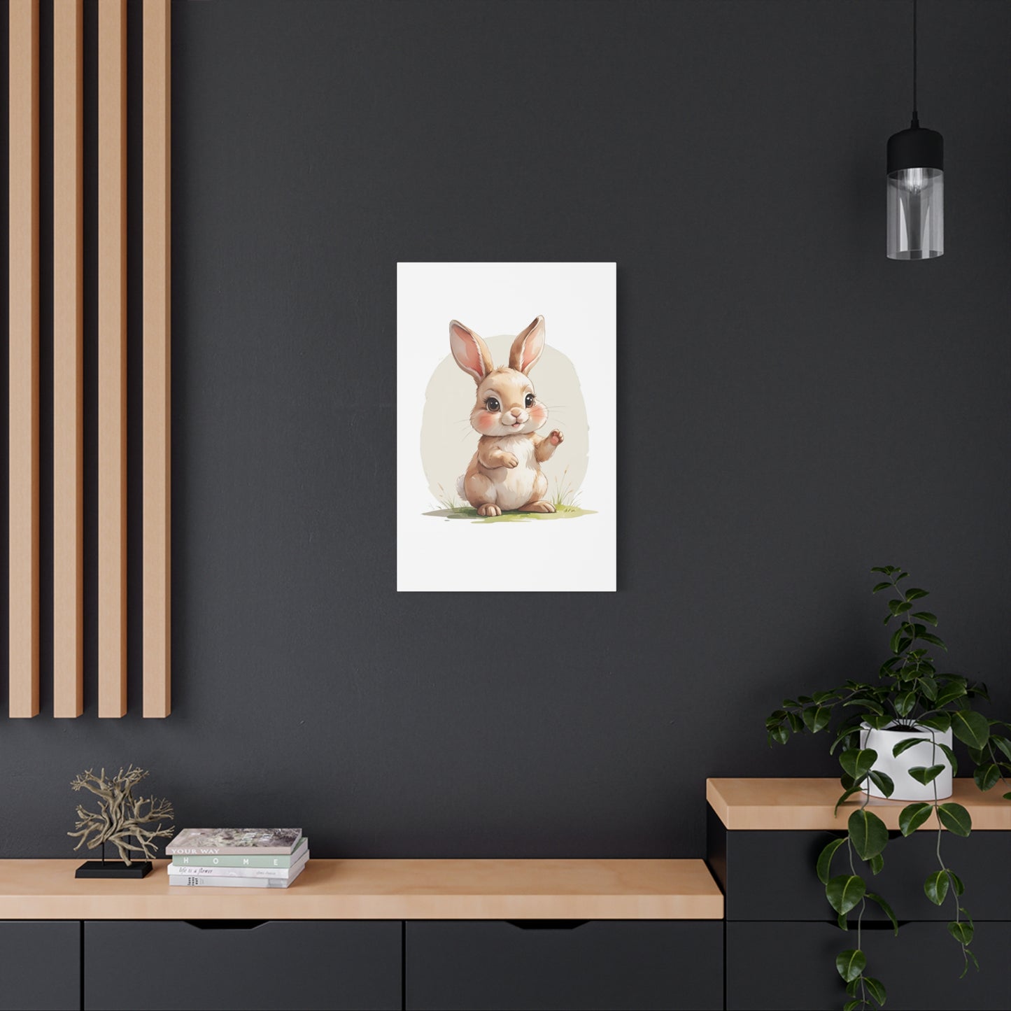 Charming Bunny Canvas Wall Art, Cute Rabbit Home Decor, Nursery Decor, Kids Room Artwork, Easter Decoration, Animal Print - free shipping