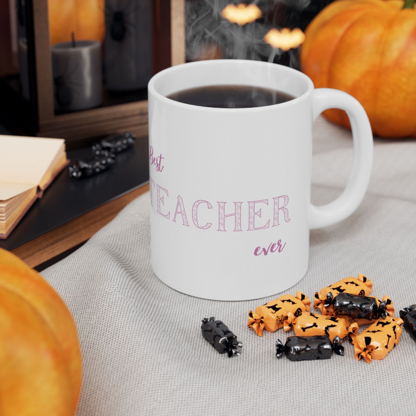 Best Teacher Ever Ceramic Mug - Gift for Educators, Teacher Appreciation, School Supplies, Coffee Lovers, Cute Mug, 11oz, 15oz