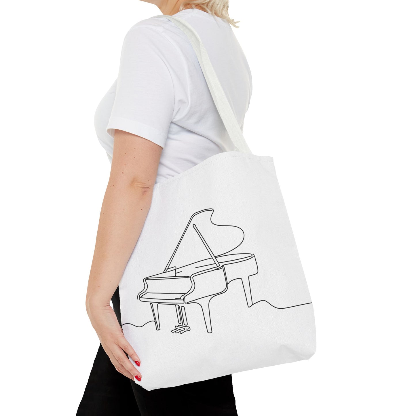 Musical Tote Bag Line Piano Design, Music Lover Gift, Stylish Shopper, Piano Enthusiast Accessory, Unique Musician Bag