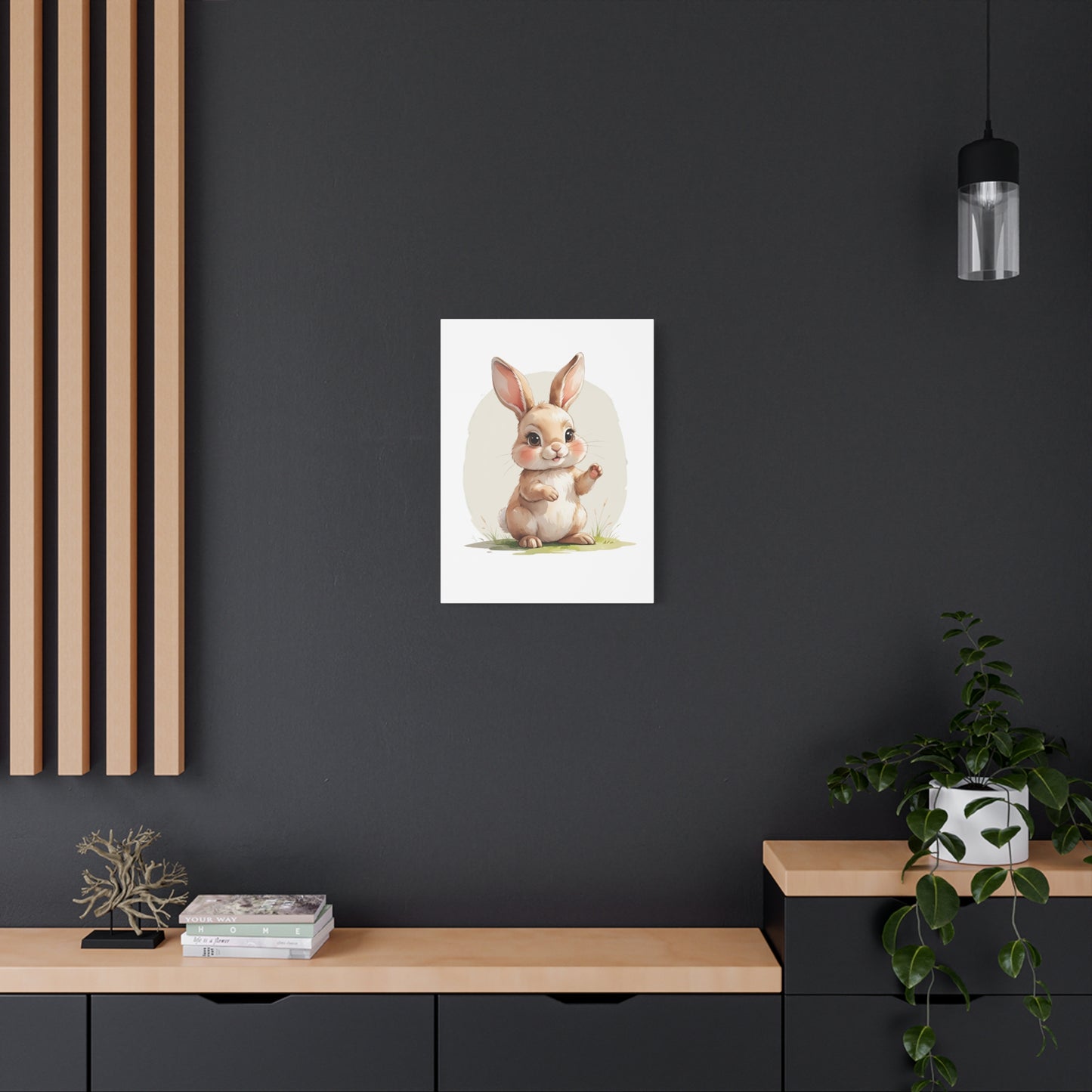 Charming Bunny Canvas Wall Art, Cute Rabbit Home Decor, Nursery Decor, Kids Room Artwork, Easter Decoration, Animal Print - free shipping