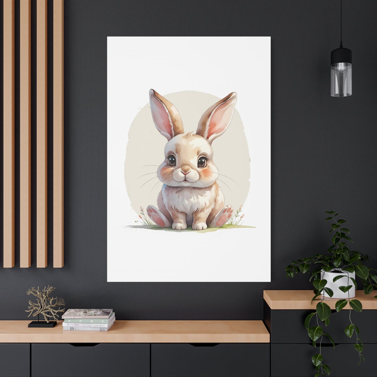 Adorable Bunny Canvas Art Print, Cute Bunny Wall Decor, Nursery or Kids Room, Easter Gift, Animal Lover Gift - Free Shipping