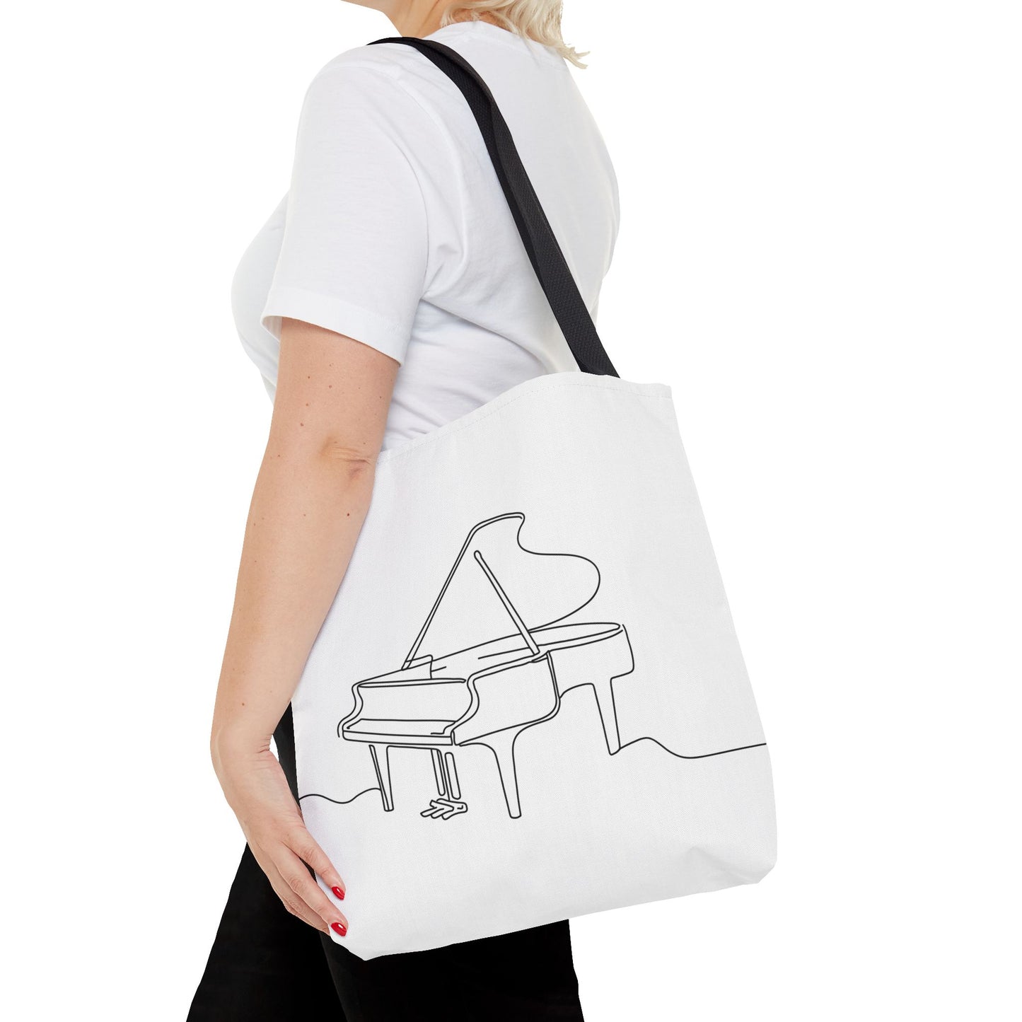 Musical Tote Bag Line Piano Design, Music Lover Gift, Stylish Shopper, Piano Enthusiast Accessory, Unique Musician Bag