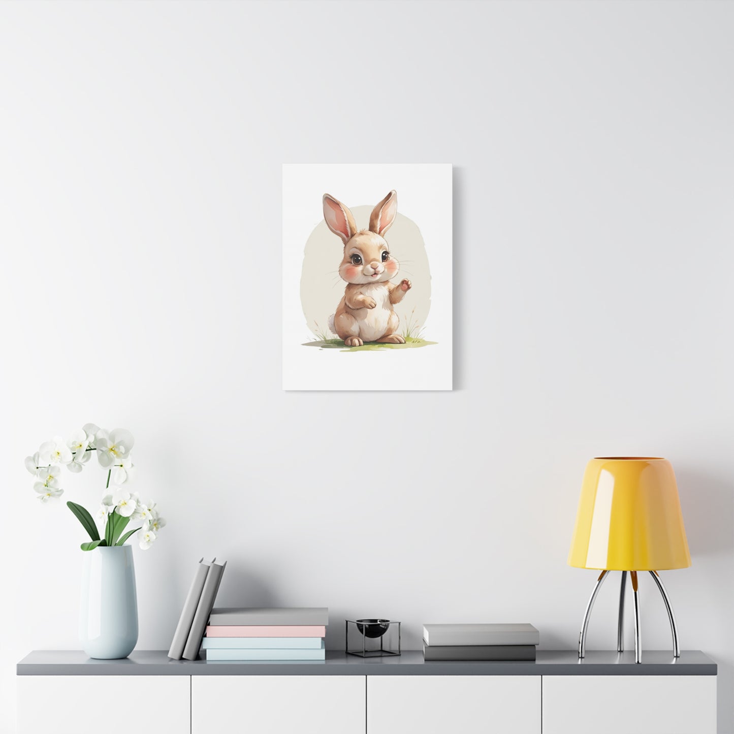 Charming Bunny Canvas Wall Art, Cute Rabbit Home Decor, Nursery Decor, Kids Room Artwork, Easter Decoration, Animal Print - free shipping