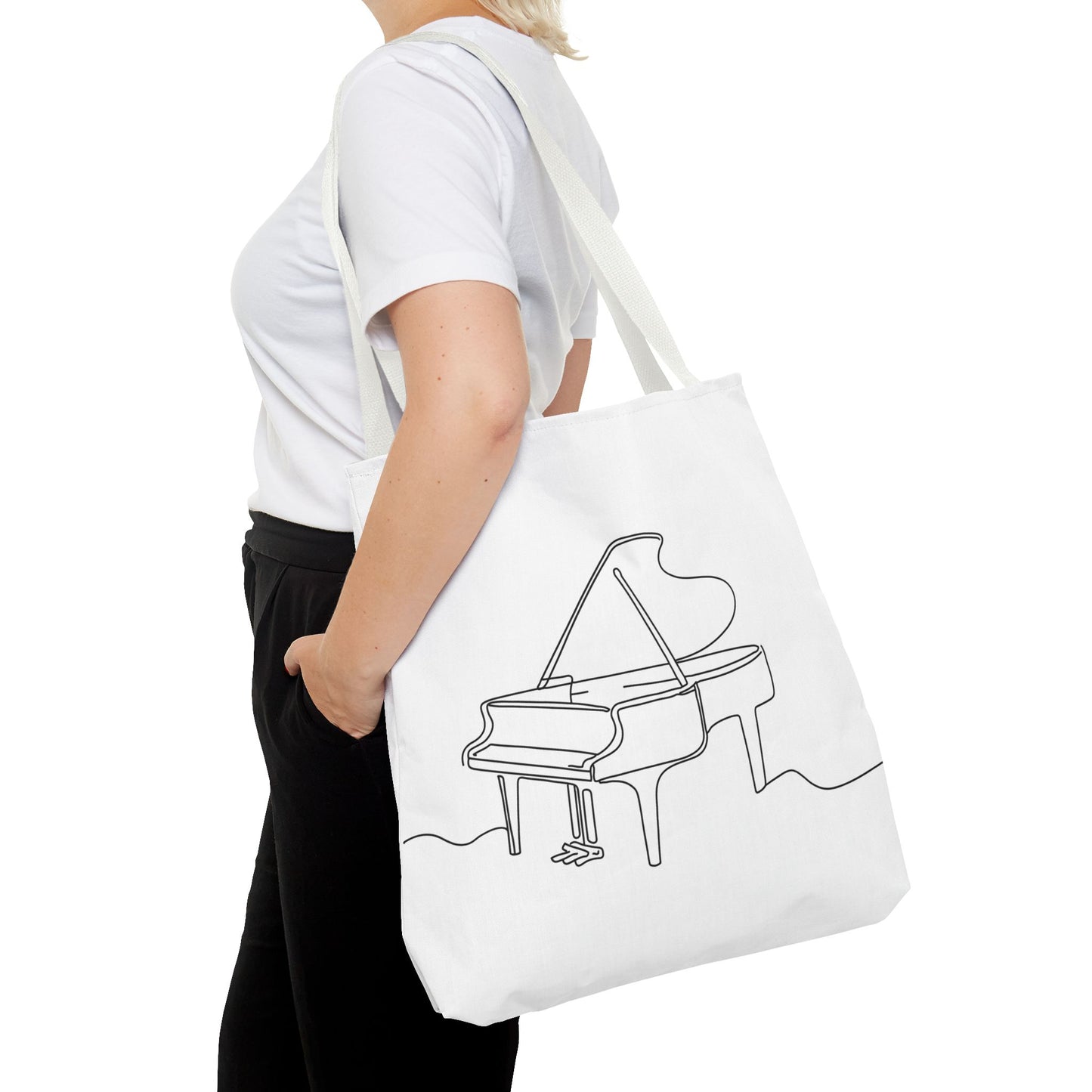 Musical Tote Bag Line Piano Design, Music Lover Gift, Stylish Shopper, Piano Enthusiast Accessory, Unique Musician Bag