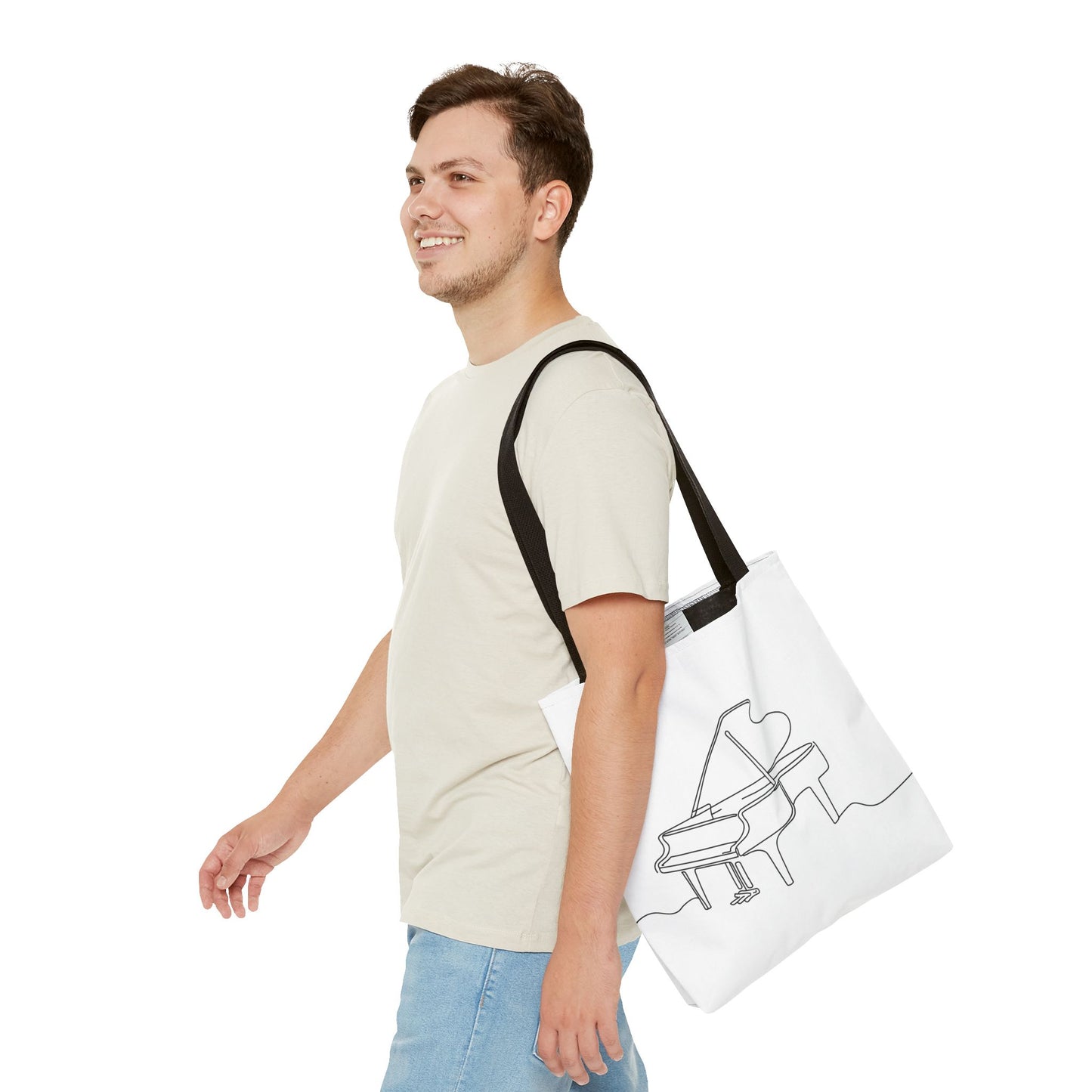 Musical Tote Bag Line Piano Design, Music Lover Gift, Stylish Shopper, Piano Enthusiast Accessory, Unique Musician Bag
