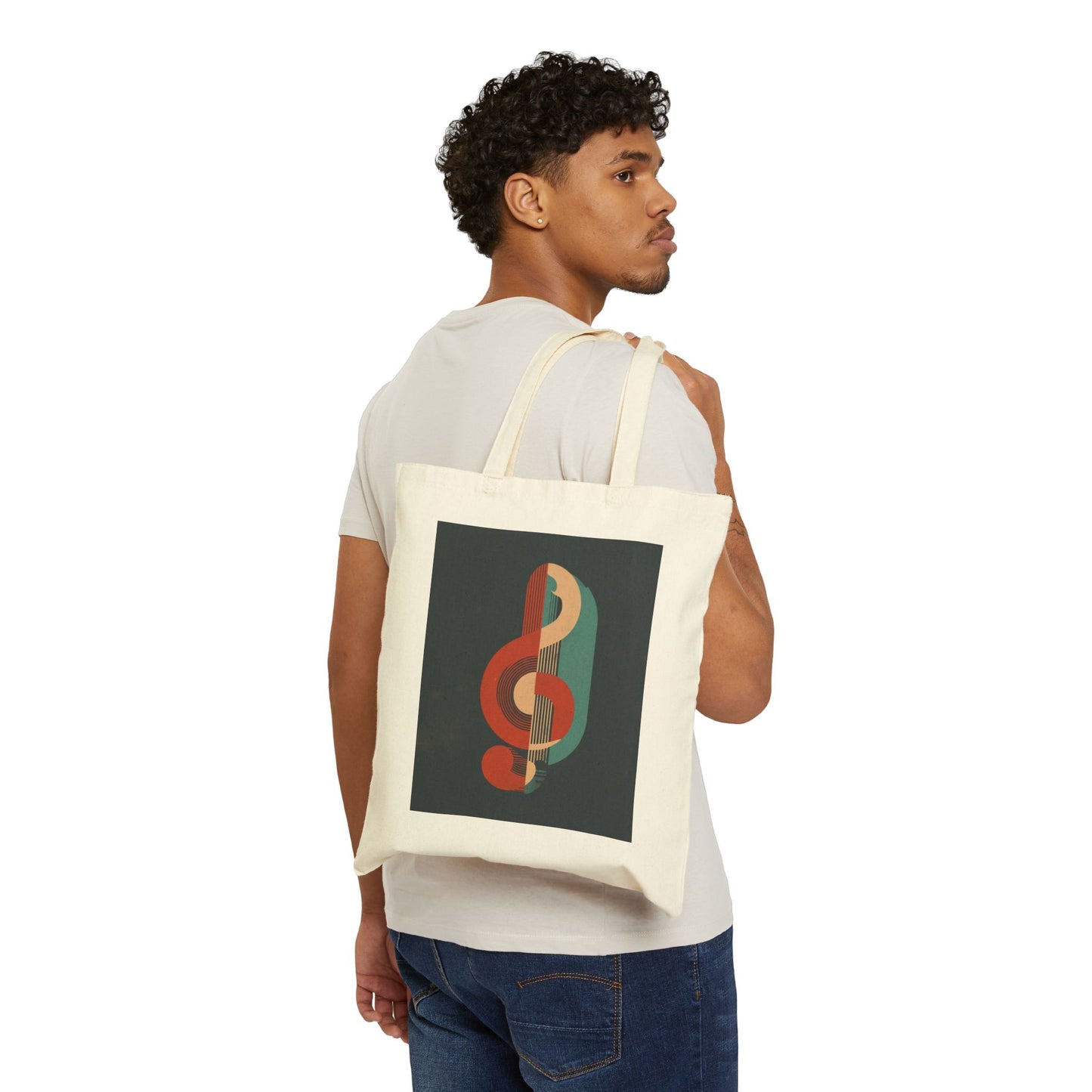 Retro Music Canvas Tote Bag | Eco-Friendly, Reusable, Music Lover Gift, Concert Accessory, Perfect for Everyday Use, Treble Clef