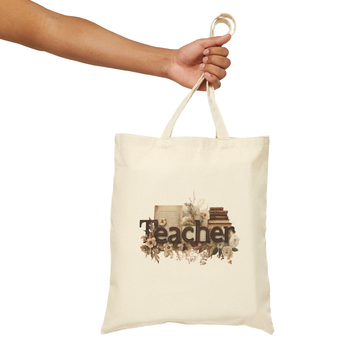 Teacher Appreciation Tote Bag, Eco-Friendly Canvas Bag, Gift for Teachers, Reusable Grocery Bag, Floral Print Bag, Back to School Gift
