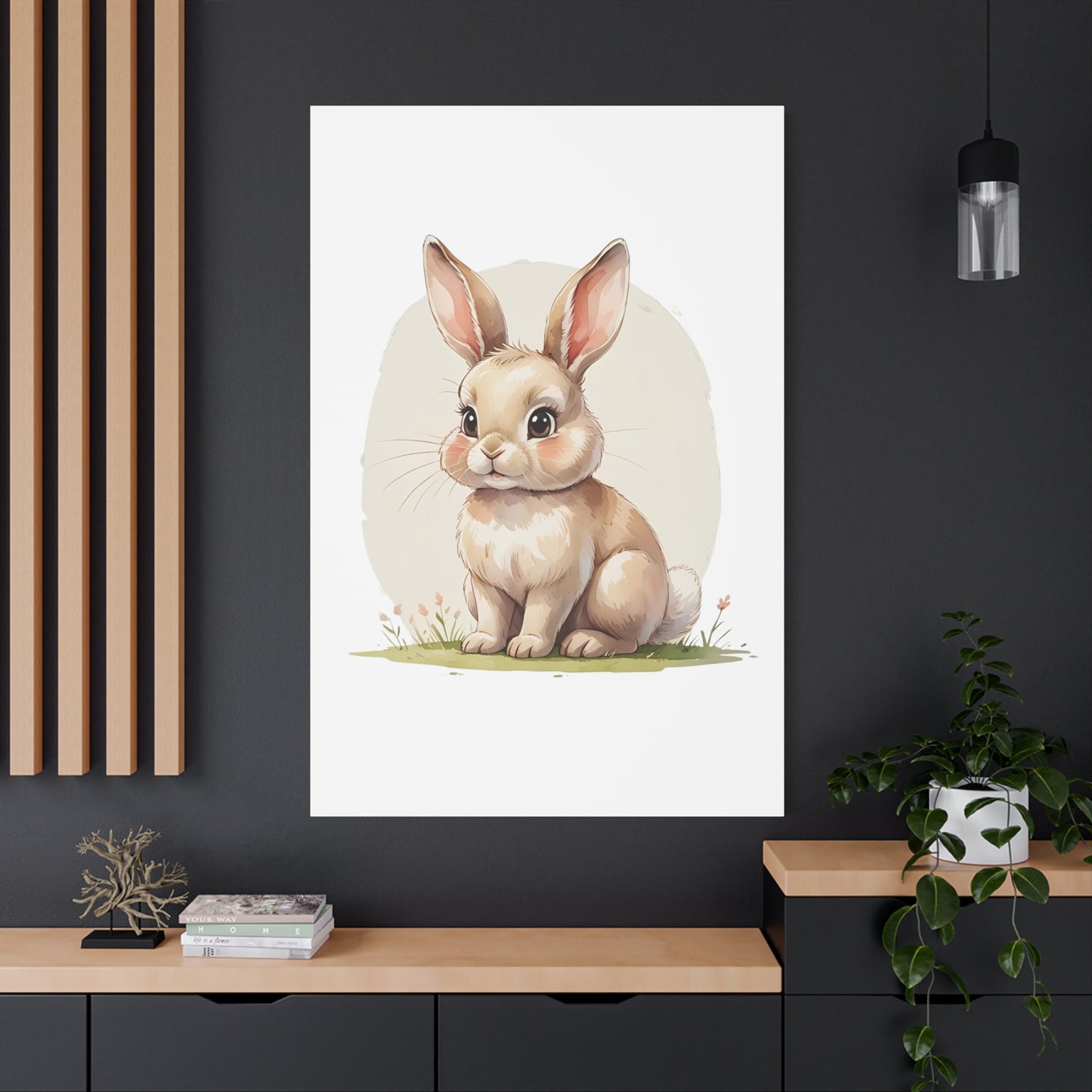 Cute Bunny Canvas Art Print, Nursery Decor, Child's Room Artwork, Animal Wall Art, Easter Decoration, Gift Idea - Free Shipping
