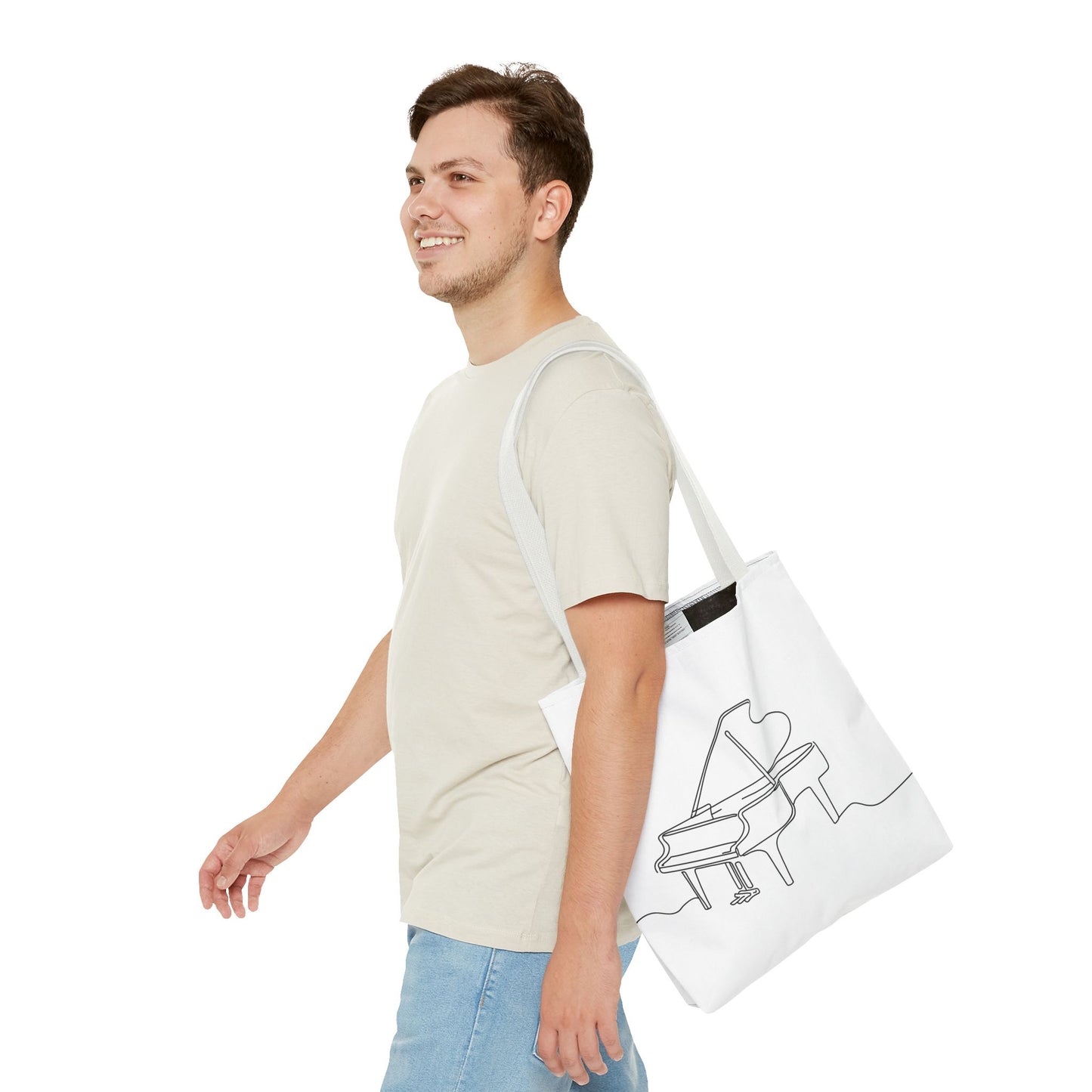 Musical Tote Bag Line Piano Design, Music Lover Gift, Stylish Shopper, Piano Enthusiast Accessory, Unique Musician Bag