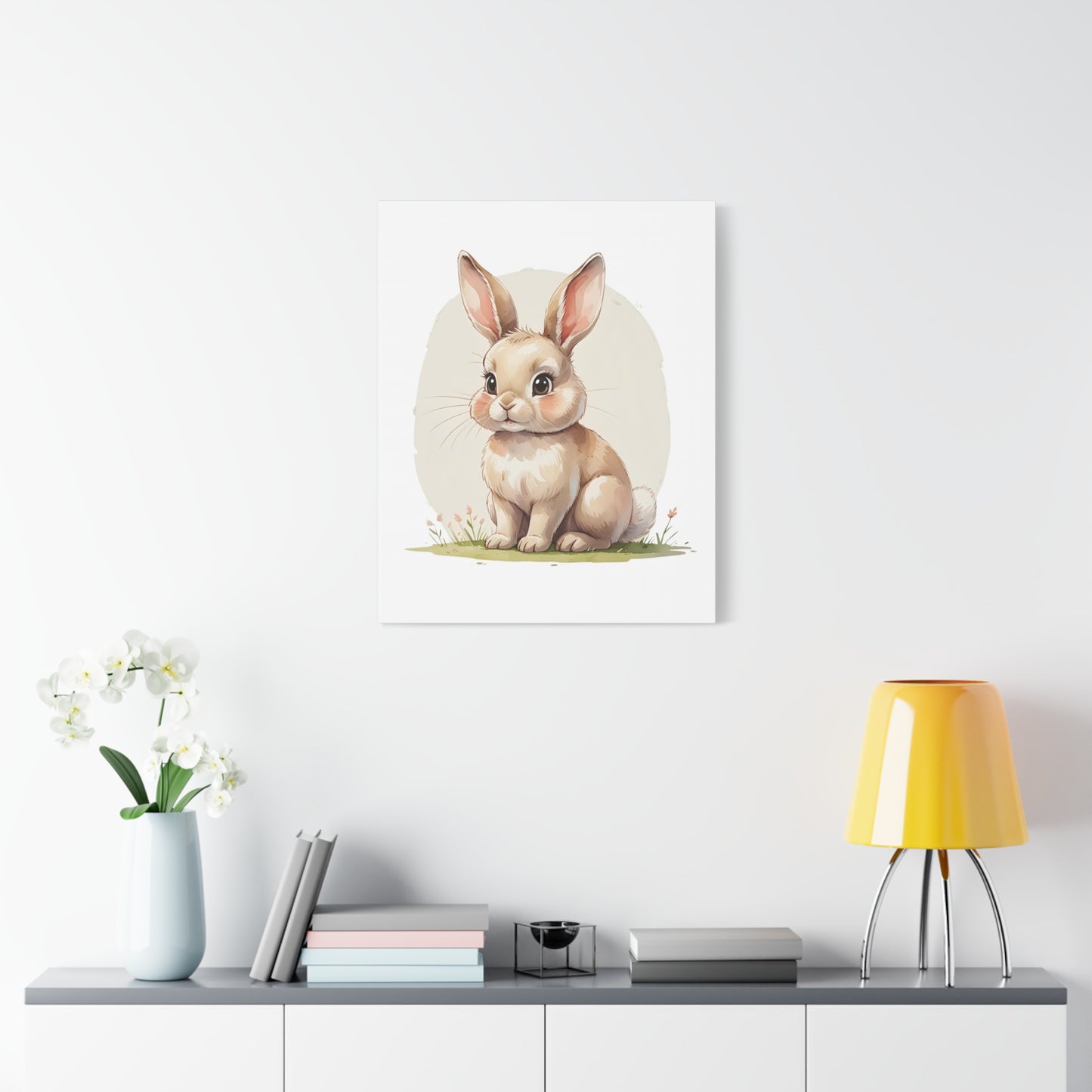 Cute Bunny Canvas Art Print, Nursery Decor, Child's Room Artwork, Animal Wall Art, Easter Decoration, Gift Idea - Free Shipping
