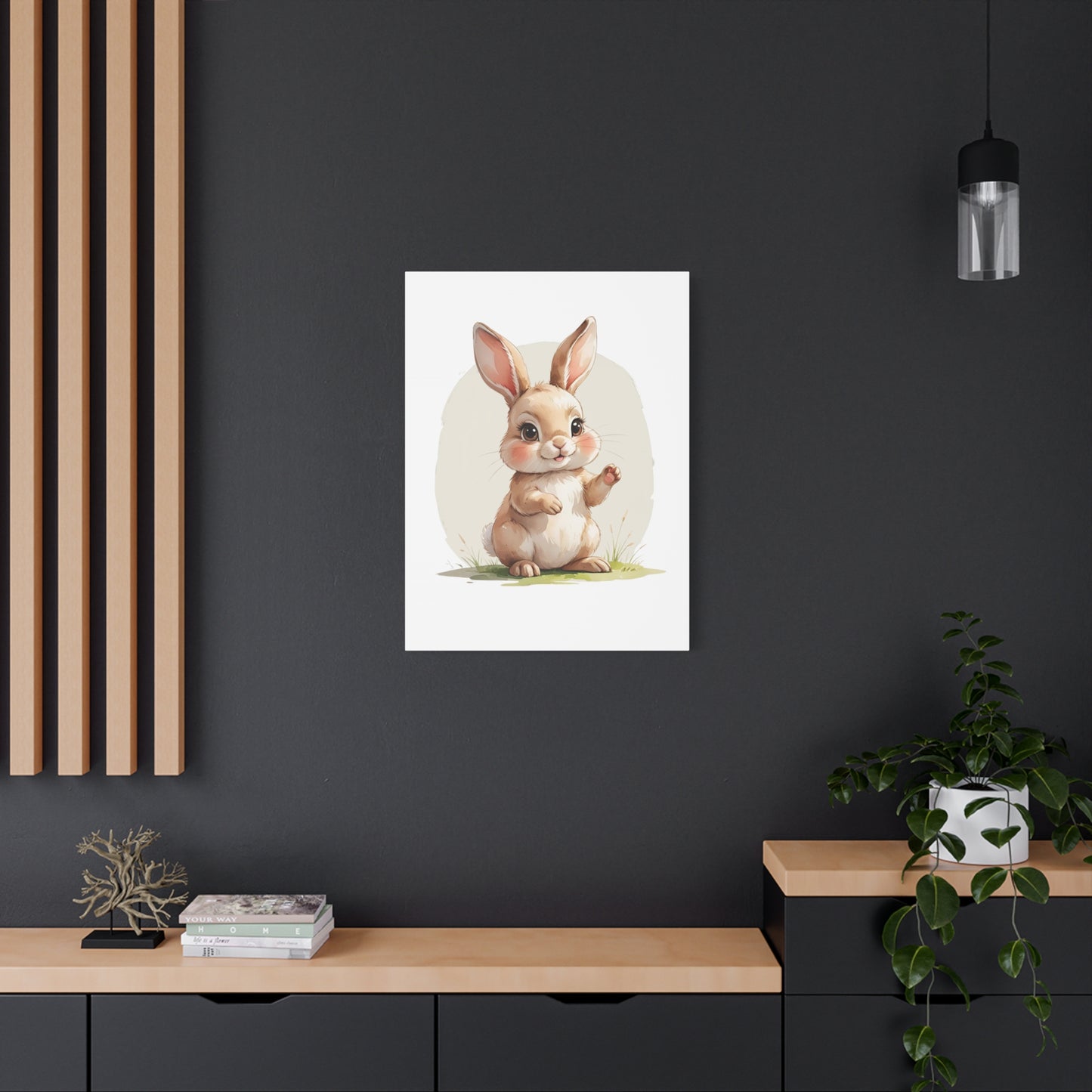Charming Bunny Canvas Wall Art, Cute Rabbit Home Decor, Nursery Decor, Kids Room Artwork, Easter Decoration, Animal Print - free shipping