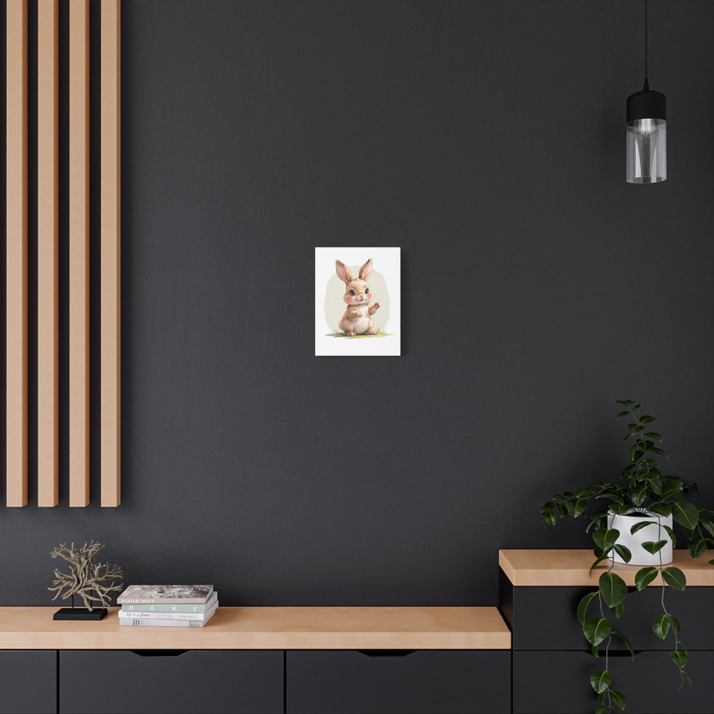 Charming Bunny Canvas Wall Art, Cute Rabbit Home Decor, Nursery Decor, Kids Room Artwork, Easter Decoration, Animal Print - free shipping