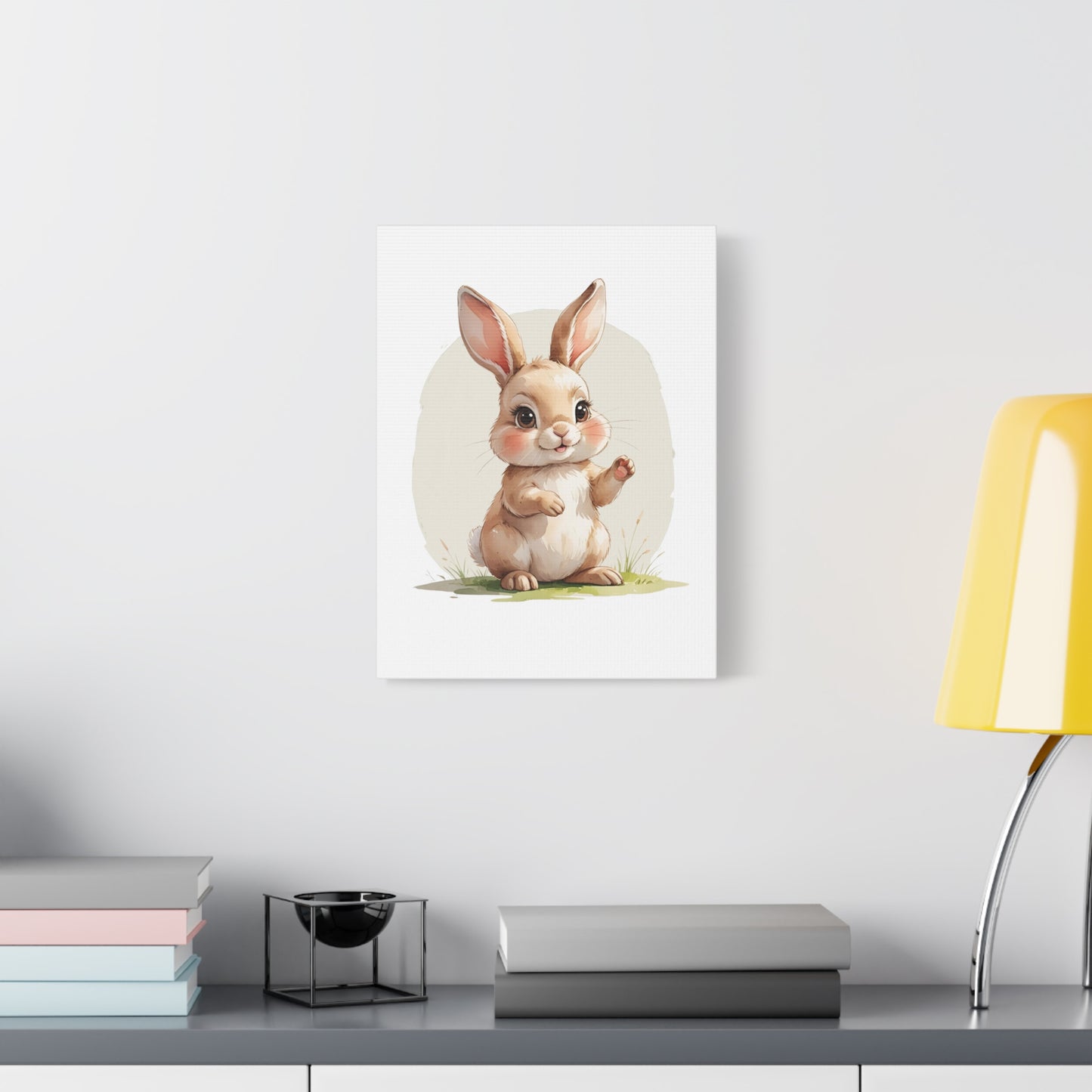 Charming Bunny Canvas Wall Art, Cute Rabbit Home Decor, Nursery Decor, Kids Room Artwork, Easter Decoration, Animal Print - free shipping