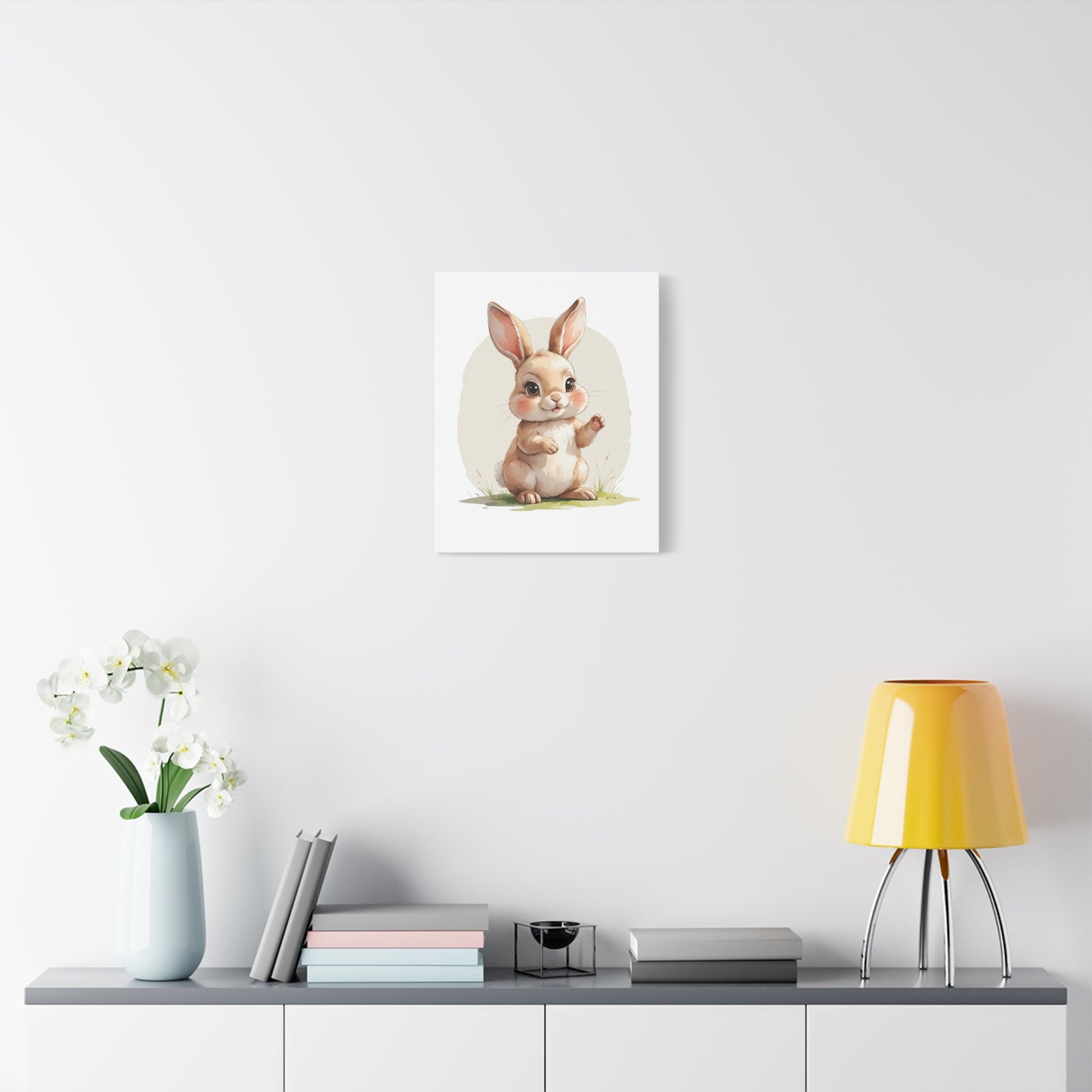 Charming Bunny Canvas Wall Art, Cute Rabbit Home Decor, Nursery Decor, Kids Room Artwork, Easter Decoration, Animal Print - free shipping
