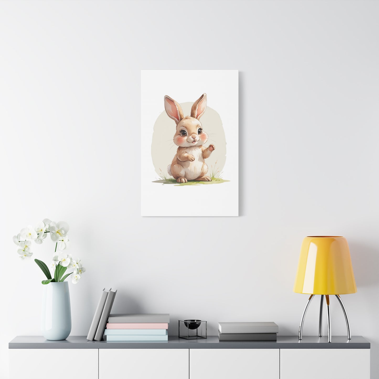 Charming Bunny Canvas Wall Art, Cute Rabbit Home Decor, Nursery Decor, Kids Room Artwork, Easter Decoration, Animal Print - free shipping