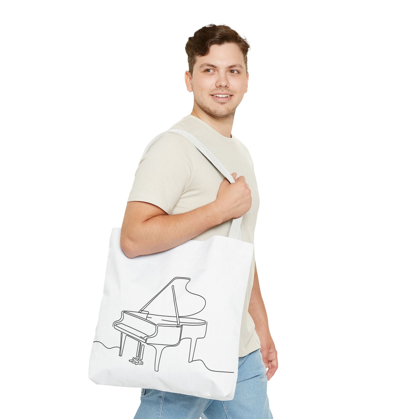 Musical Tote Bag Line Piano Design, Music Lover Gift, Stylish Shopper, Piano Enthusiast Accessory, Unique Musician Bag