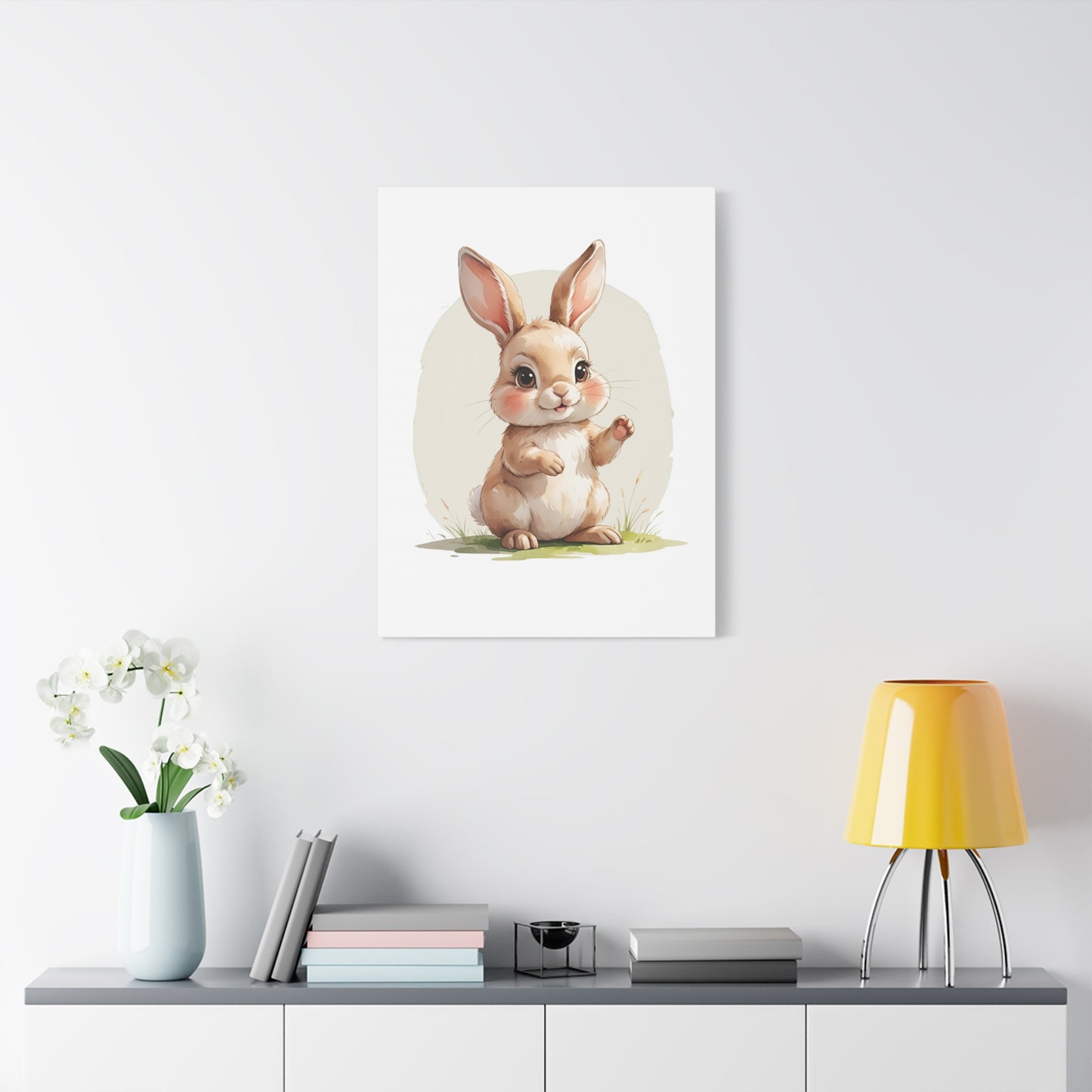 Charming Bunny Canvas Wall Art, Cute Rabbit Home Decor, Nursery Decor, Kids Room Artwork, Easter Decoration, Animal Print - free shipping