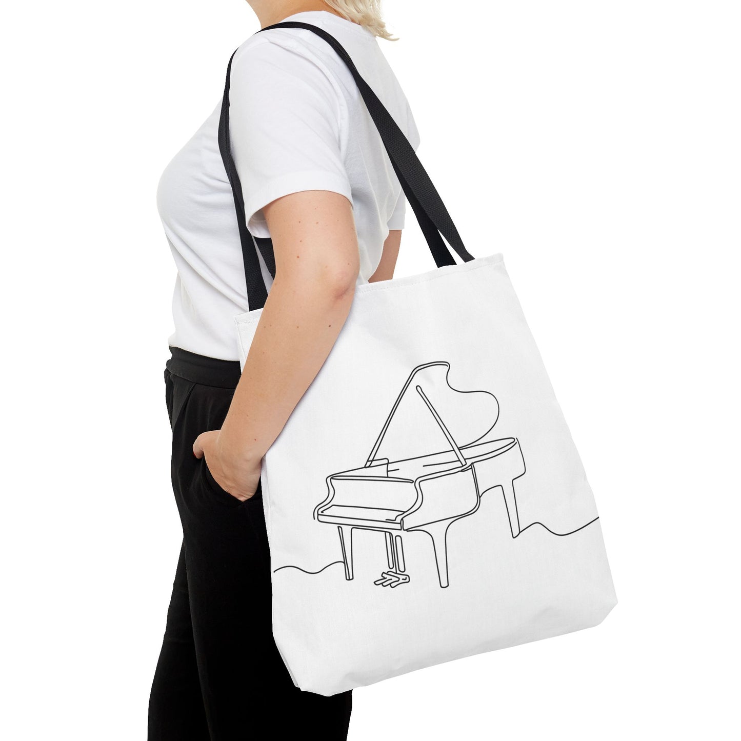 Musical Tote Bag Line Piano Design, Music Lover Gift, Stylish Shopper, Piano Enthusiast Accessory, Unique Musician Bag
