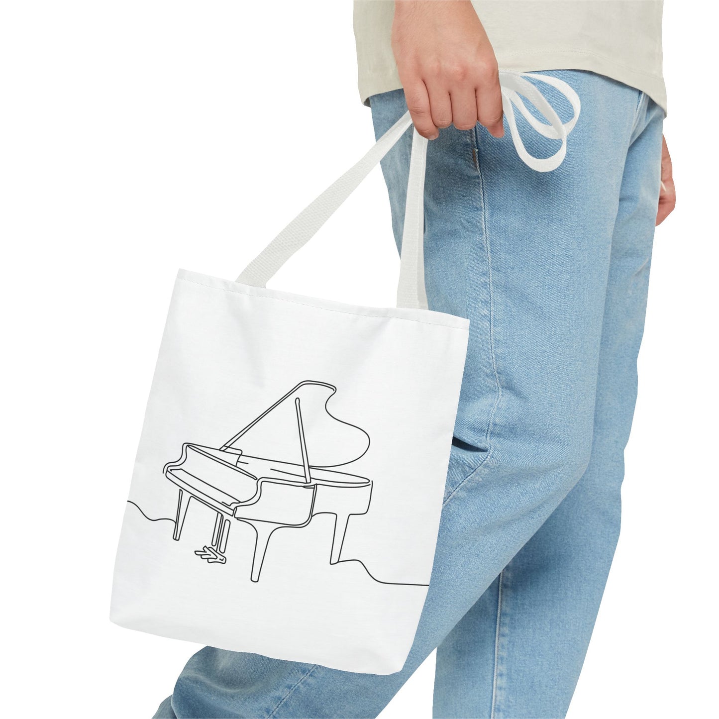 Musical Tote Bag Line Piano Design, Music Lover Gift, Stylish Shopper, Piano Enthusiast Accessory, Unique Musician Bag