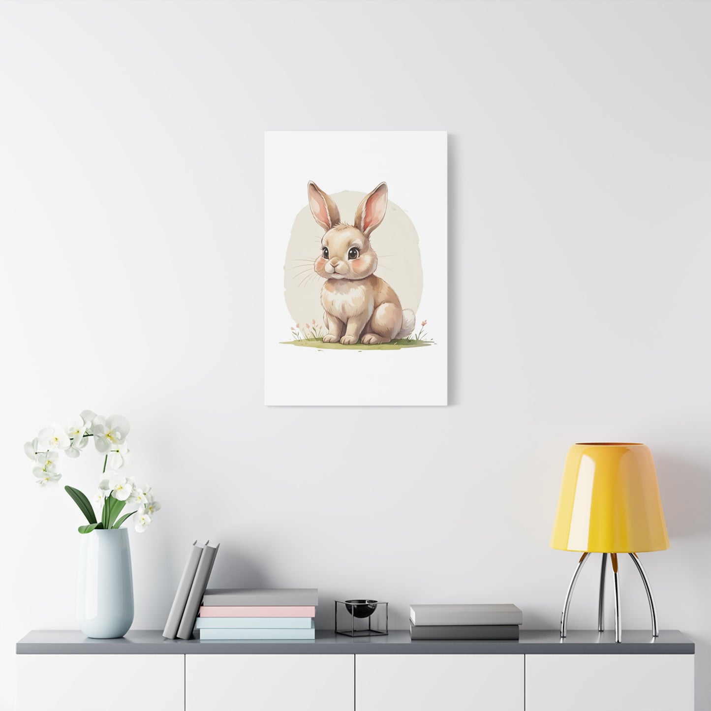 Cute Bunny Canvas Art Print, Nursery Decor, Child's Room Artwork, Animal Wall Art, Easter Decoration, Gift Idea - Free Shipping