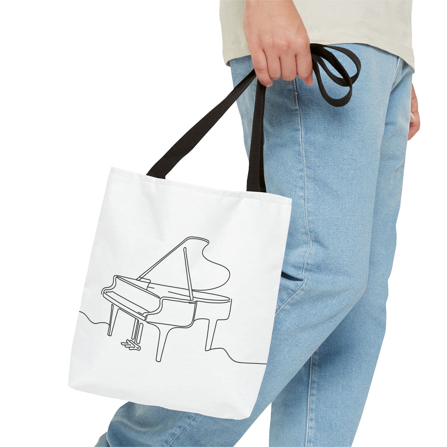 Musical Tote Bag Line Piano Design, Music Lover Gift, Stylish Shopper, Piano Enthusiast Accessory, Unique Musician Bag