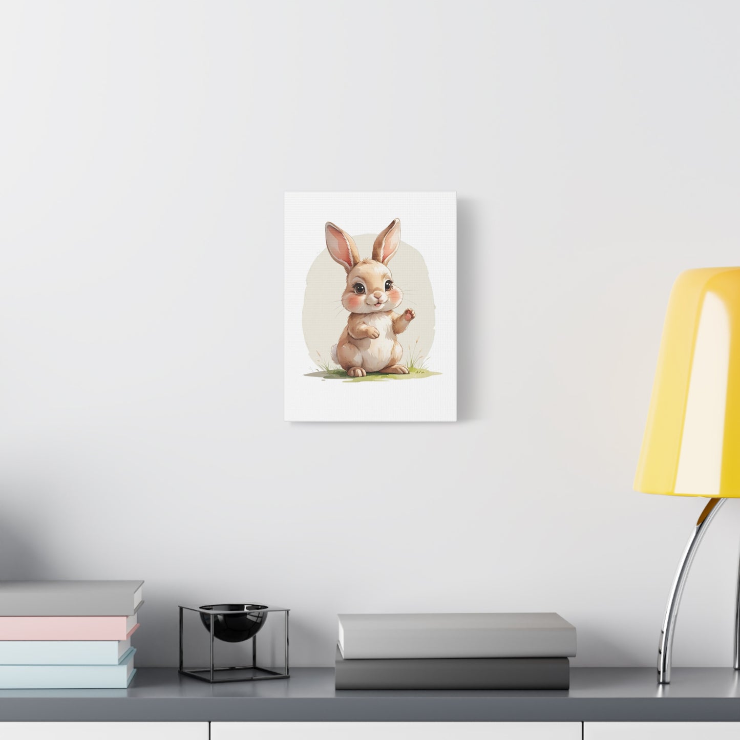 Charming Bunny Canvas Wall Art, Cute Rabbit Home Decor, Nursery Decor, Kids Room Artwork, Easter Decoration, Animal Print - free shipping