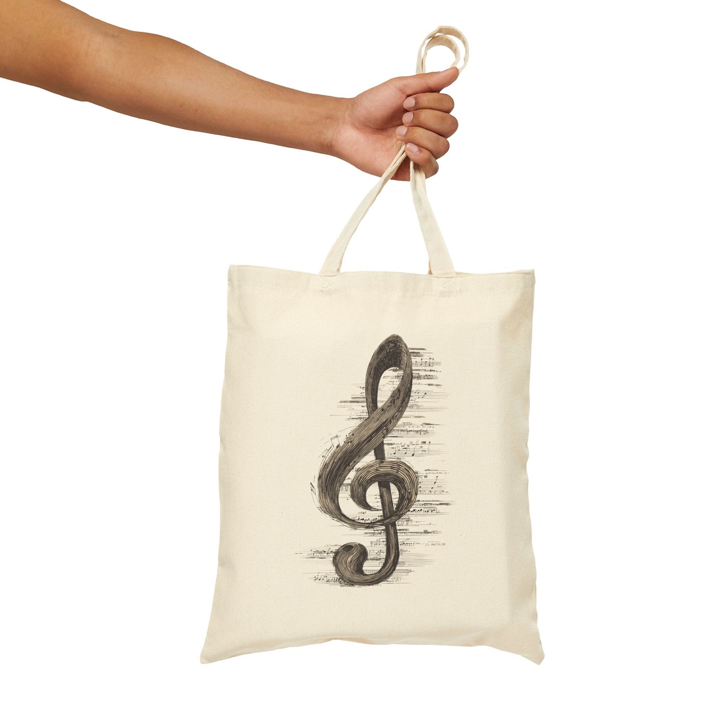 Natural Cotton Tote Bag with Treble Clef – Music Lover Gift, Eco-Friendly Music Tote, Reusable Bag for Musicians and Students