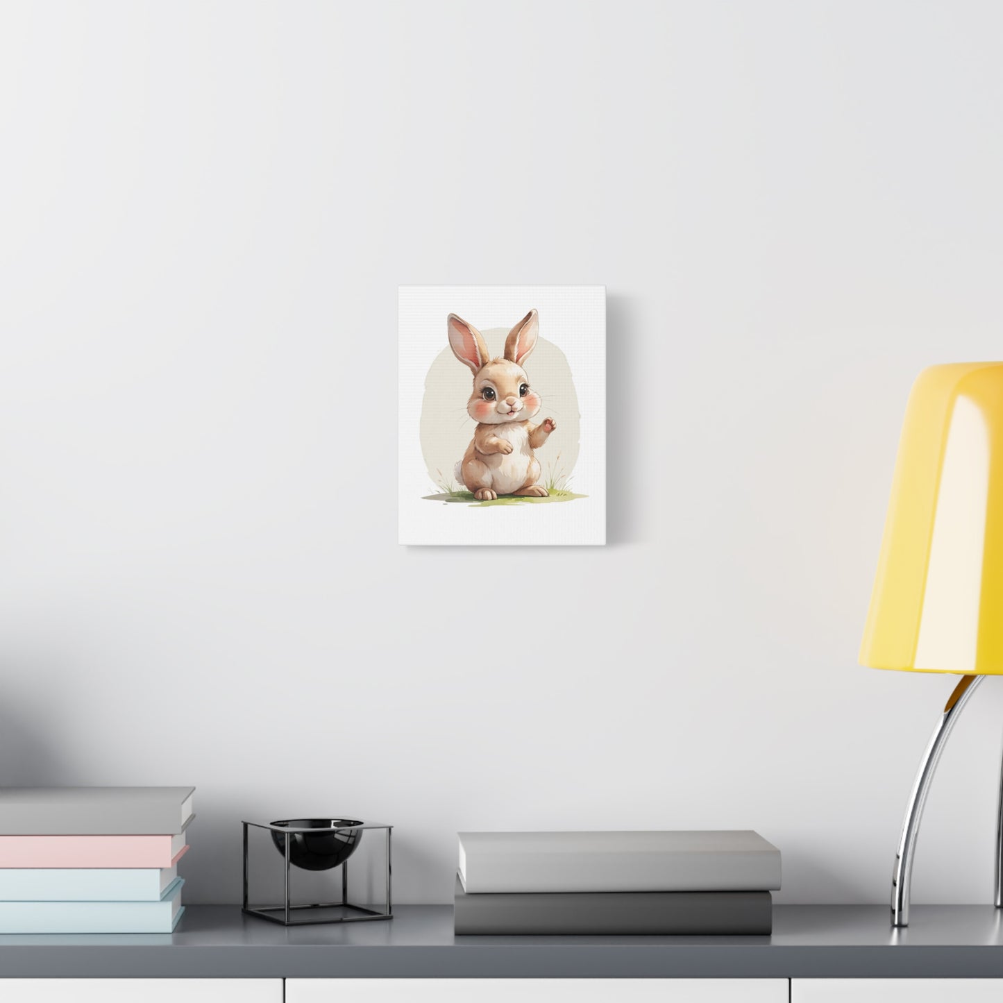 Charming Bunny Canvas Wall Art, Cute Rabbit Home Decor, Nursery Decor, Kids Room Artwork, Easter Decoration, Animal Print - free shipping