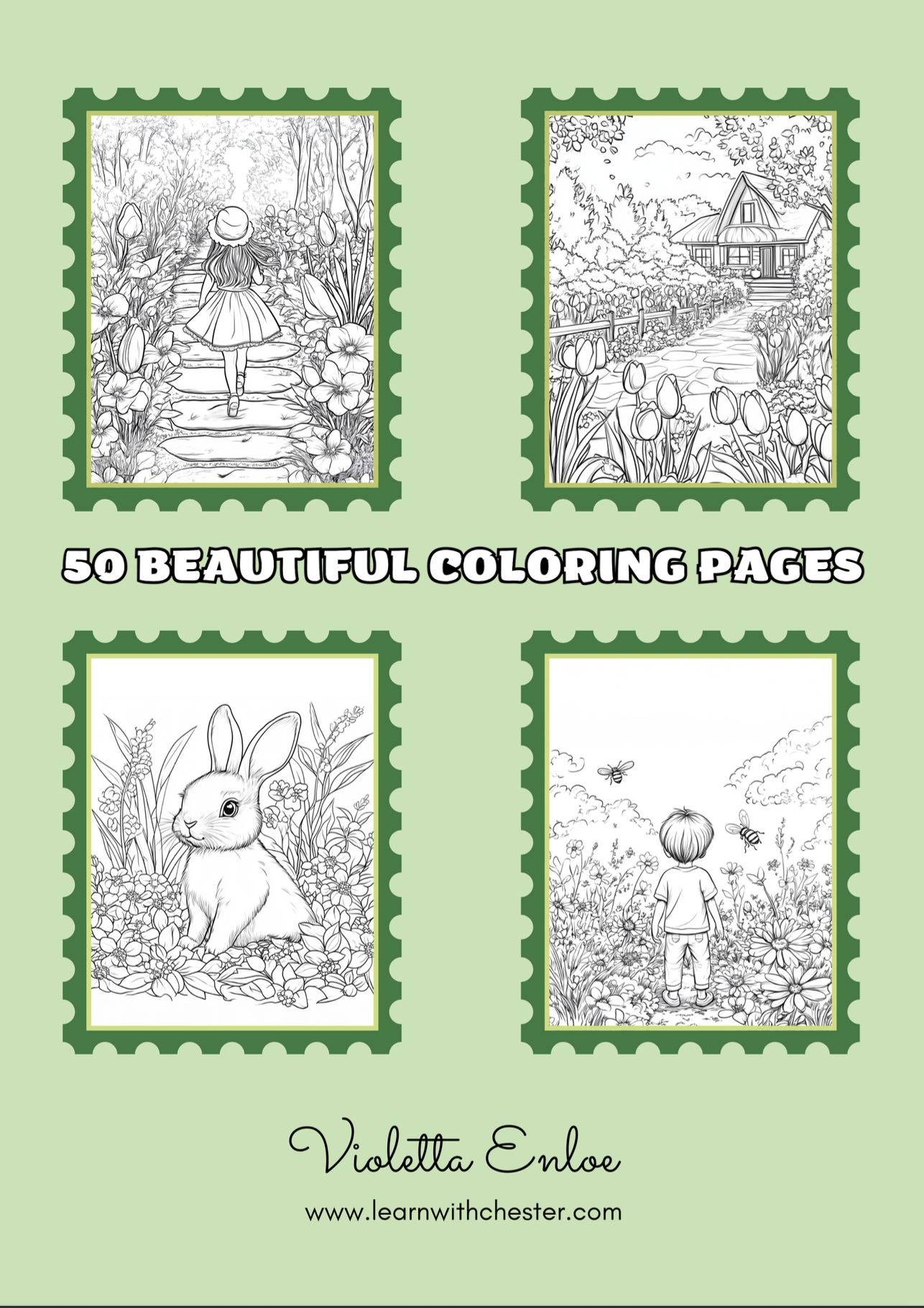Spring Garden Coloring Book – Relaxation Coloring Book – Printable Adult Coloring for Stress Relief & Mindfulness, 50 pages - Digital PDF