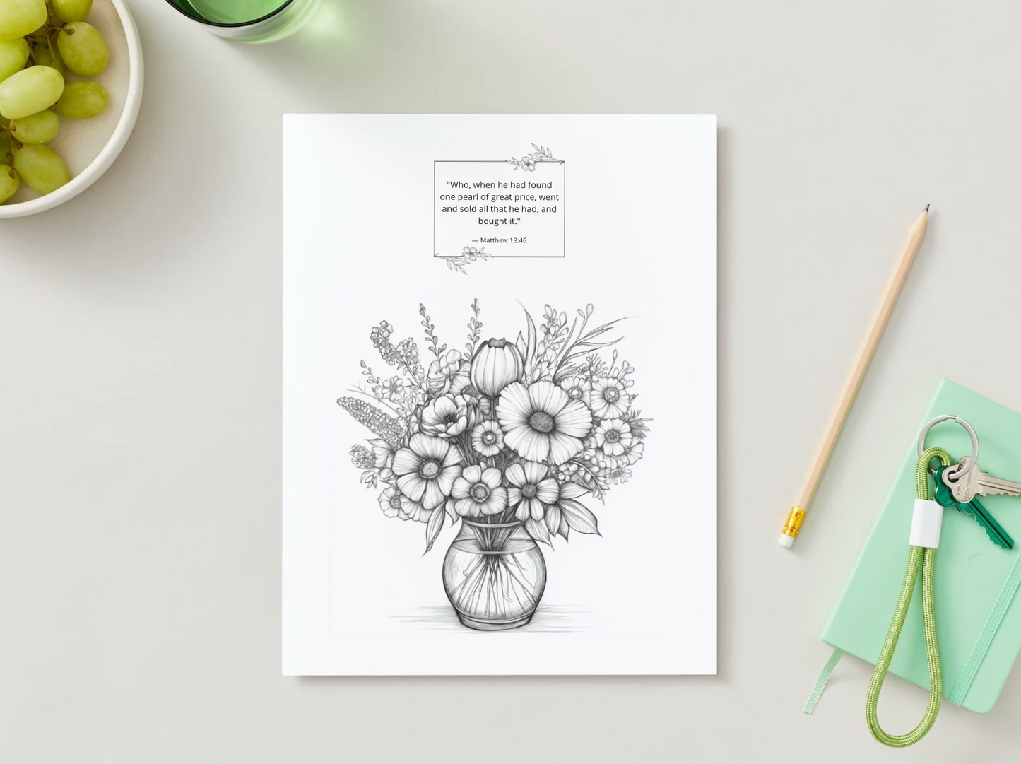 Bouquet of God’s Blessings – Printable Christian Coloring Book for Adults (Digital Download)