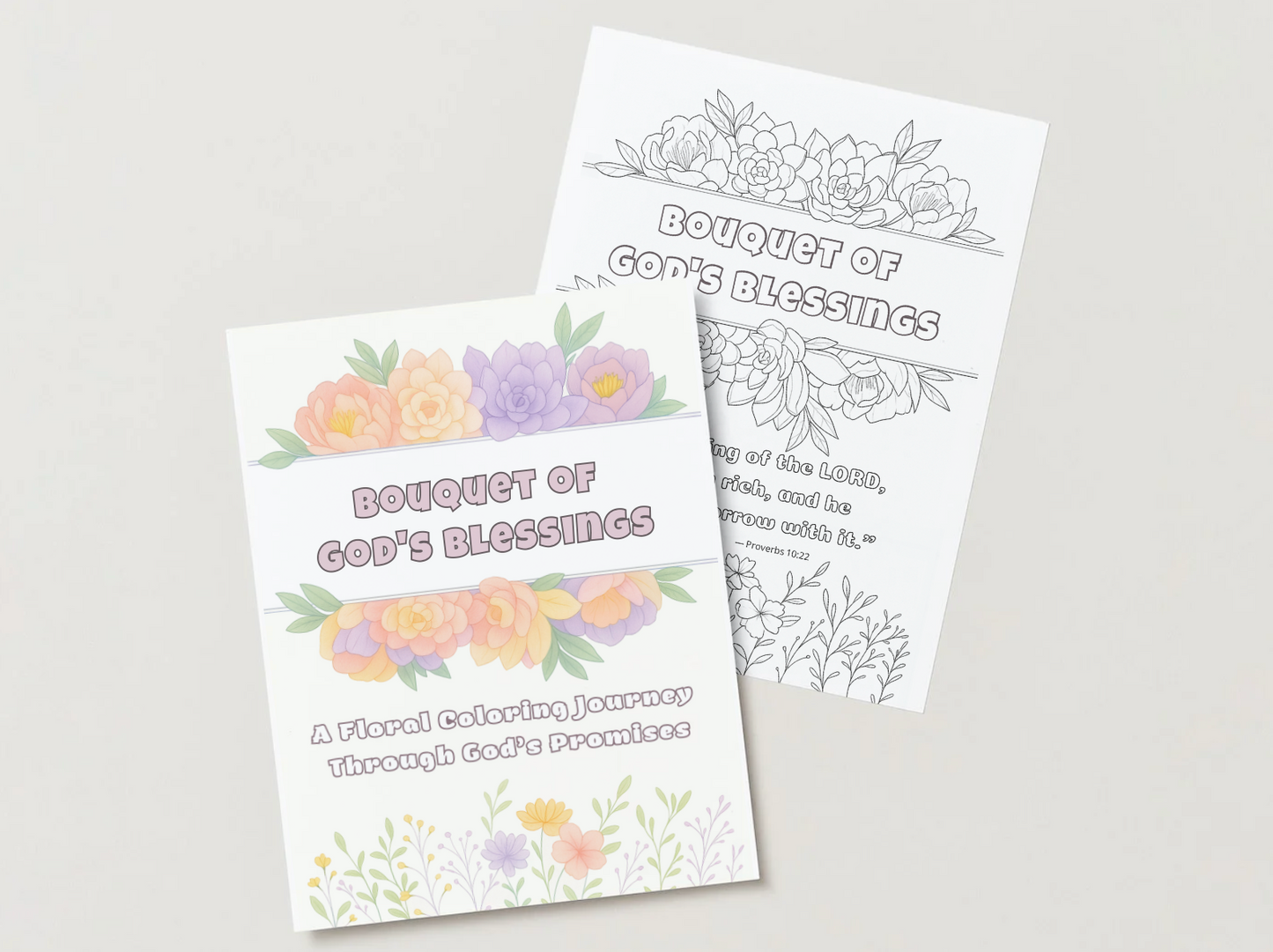 Bouquet of God’s Blessings – Printable Christian Coloring Book for Adults (Digital Download)