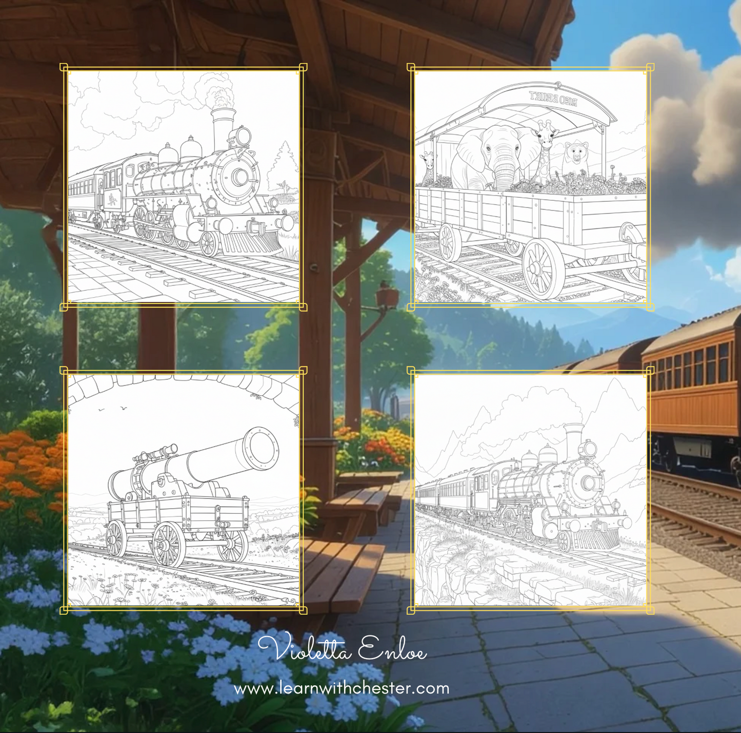 Lokomotywa - Julian Tuwim - Coloring Book in Polish - digital product to print