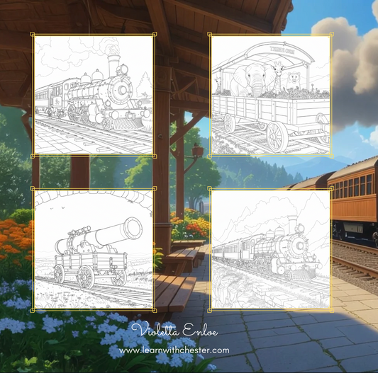 Lokomotywa - Julian Tuwim - Coloring Book in Polish - digital product to print