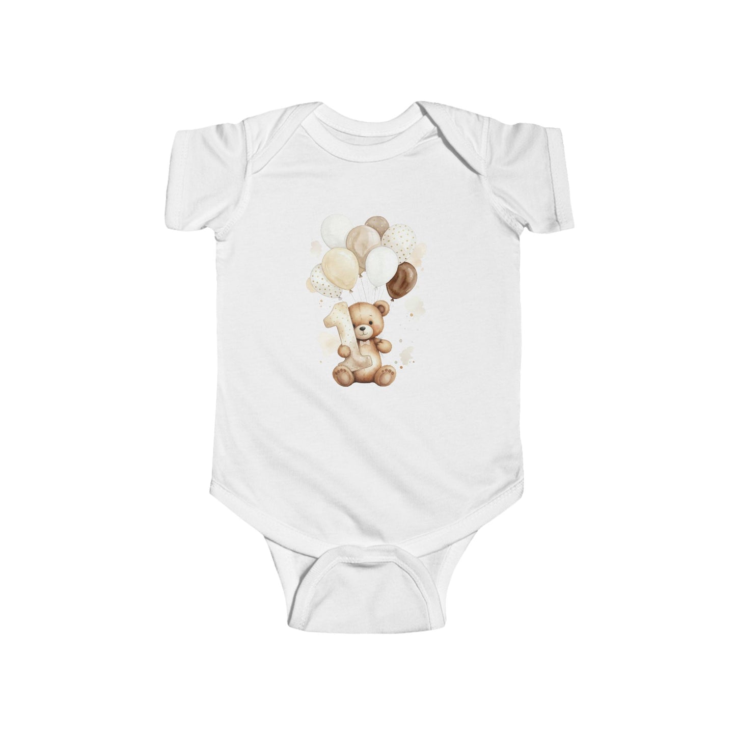 Bear Balloon Infant Bodysuit — Cute Neutral Baby Onesie - First Birthday