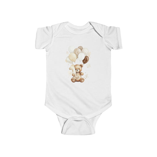 Bear Balloon Infant Bodysuit — Cute Neutral Baby Onesie - First Birthday