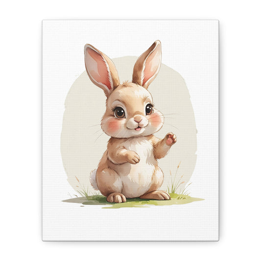 Charming Bunny Canvas Wall Art, Cute Rabbit Home Decor, Nursery Decor, Kids Room Artwork, Easter Decoration, Animal Print - free shipping