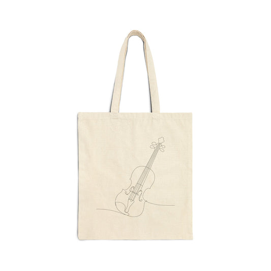 Line Art Violin Tote Bag | Minimal Musical Instrument Canvas Tote