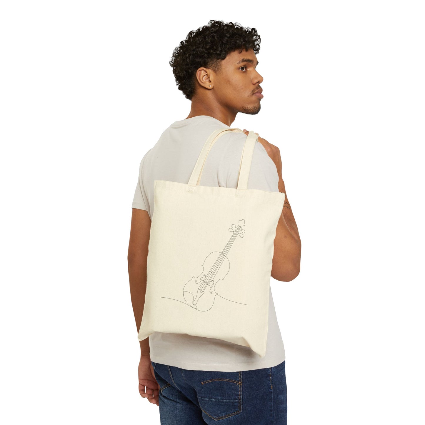 Line Art Violin Tote Bag | Minimal Musical Instrument Canvas Tote