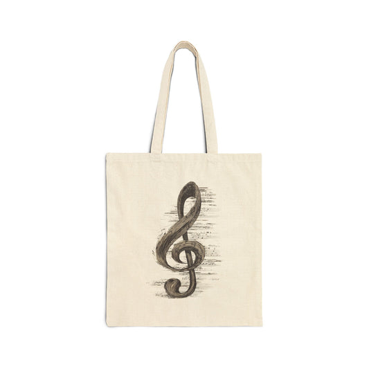 Natural Cotton Tote Bag with Treble Clef – Music Lover Gift, Eco-Friendly Music Tote, Reusable Bag for Musicians and Students