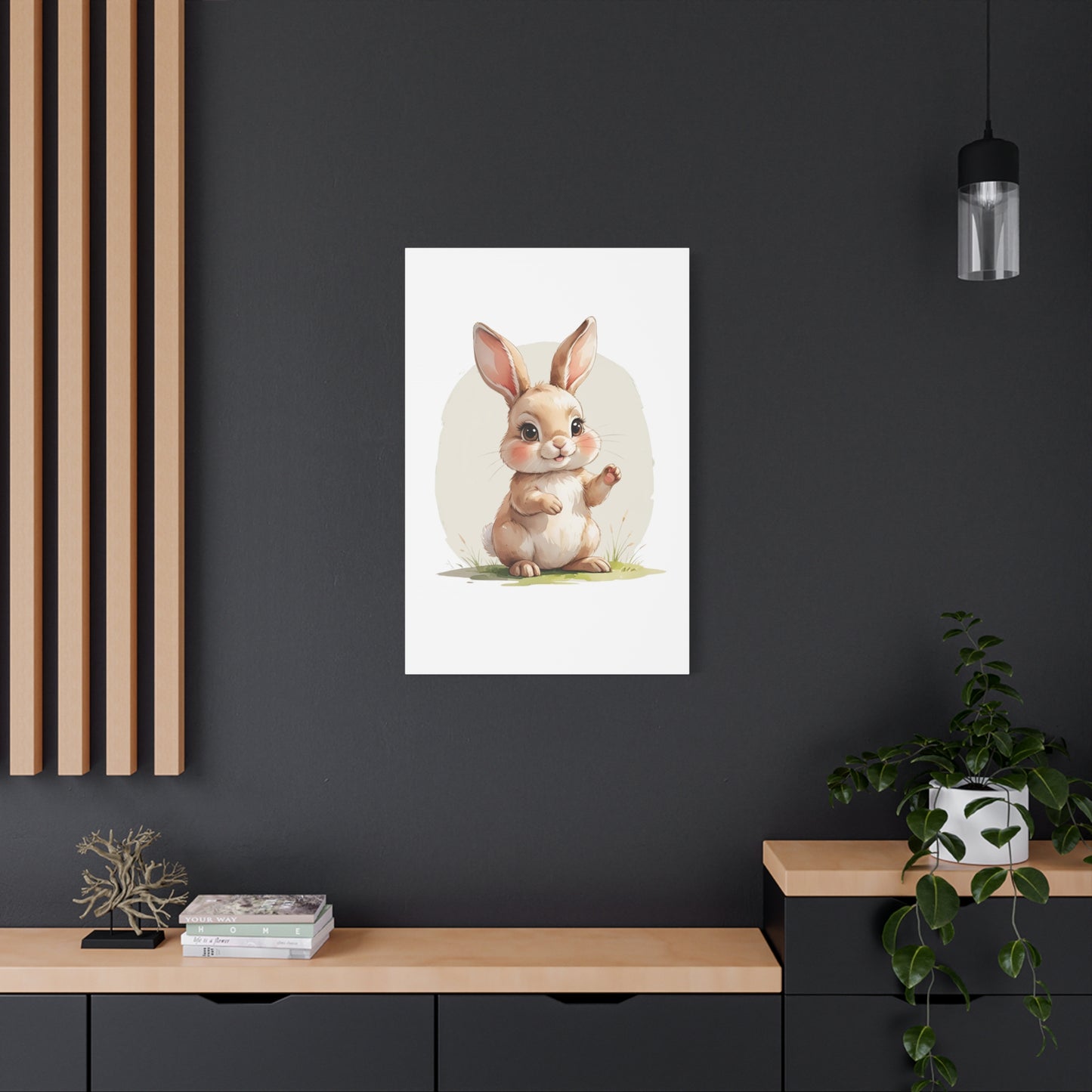 Charming Bunny Canvas Wall Art, Cute Rabbit Home Decor, Nursery Decor, Kids Room Artwork, Easter Decoration, Animal Print - free shipping