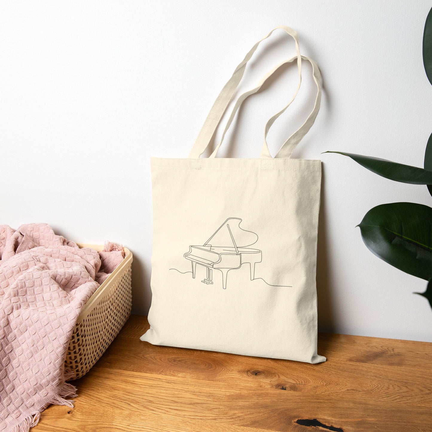 Line Art Piano Tote Bag, Musician Gift, Music Tote, Musical Instrument Bag, Music Teacher Gift, Music Lover Tote, Grand Piano Graphic Bag