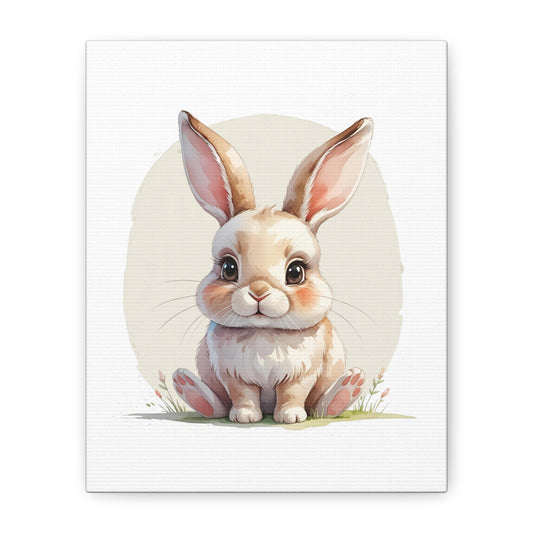 Adorable Bunny Canvas Art Print, Cute Bunny Wall Decor, Nursery or Kids Room, Easter Gift, Animal Lover Gift - Free Shipping