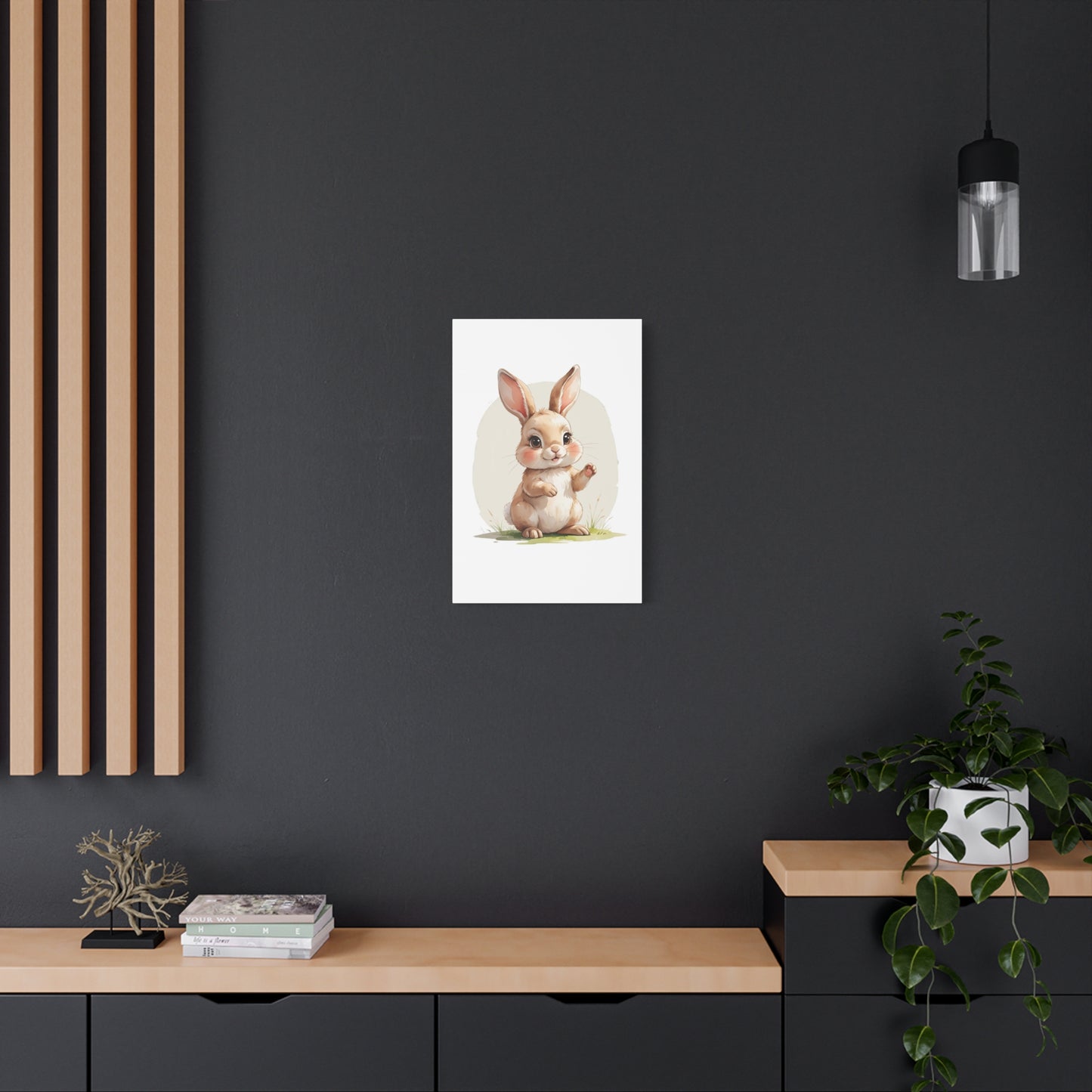 Charming Bunny Canvas Wall Art, Cute Rabbit Home Decor, Nursery Decor, Kids Room Artwork, Easter Decoration, Animal Print - free shipping