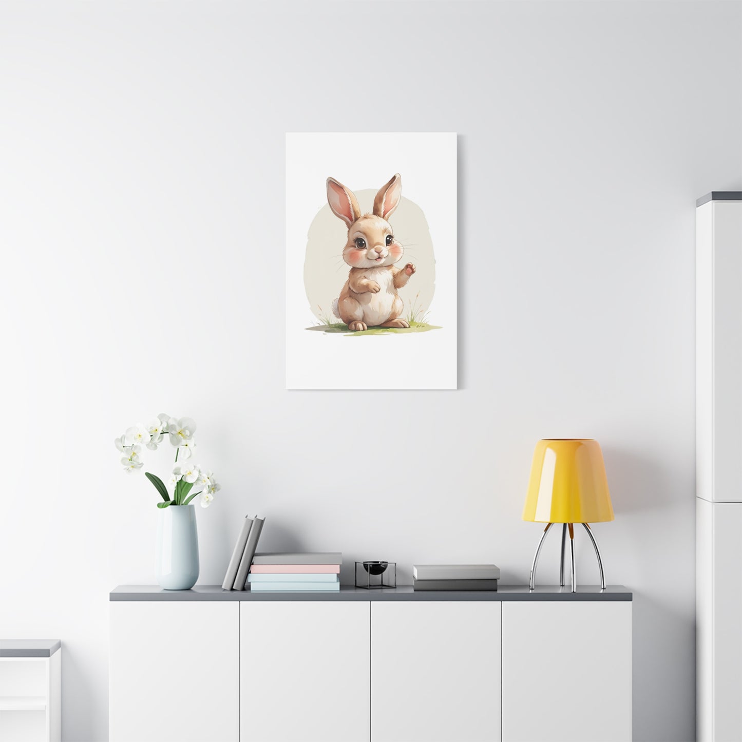 Charming Bunny Canvas Wall Art, Cute Rabbit Home Decor, Nursery Decor, Kids Room Artwork, Easter Decoration, Animal Print - free shipping