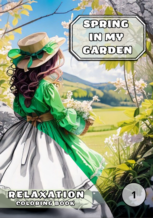 Spring Garden Coloring Book – Relaxation Coloring Book – Printable Adult Coloring for Stress Relief & Mindfulness, 50 pages - Digital PDF
